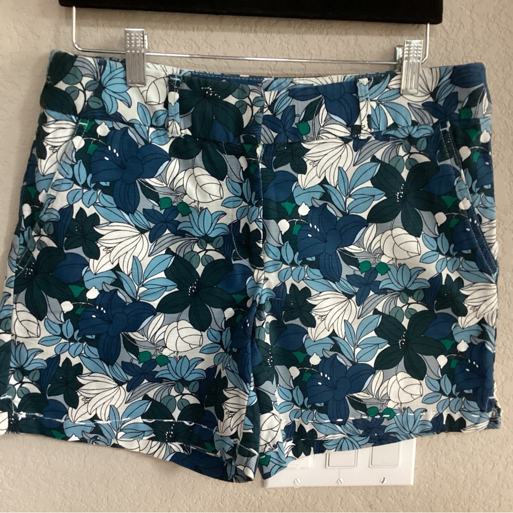 LOFT Blue and White Sz 4 Floral Shorts